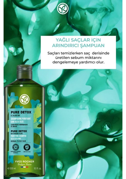 Yağlı Saçlar İçin (Pure Detox) Arındırıcı Şampuan - Sülfatsız & Vegan-300 ml