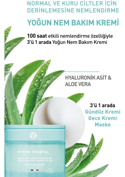 Normal ve Kuru Cilt,Hyaluronik Asit Maske Etkili Krem-Hydra Vegetal Bitkisel Nemlendirici Bakım-75ml