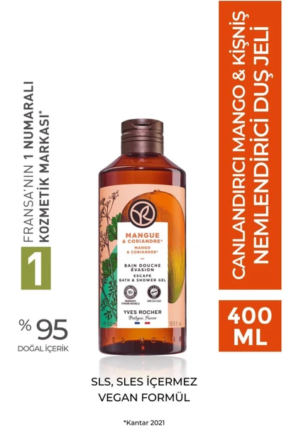 Yves Rocher Nemlendirici Duş Jeli - Canlandırıcı Mango Kişniş- 400ml-46666