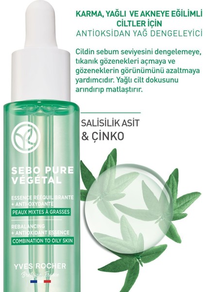 Çinko&Salisilik Asit,Antioksidan,Yağ Dengeleyici Serum-SeboPureVegetal BitkiselArındırıcı Bakım-30ml fiyatları