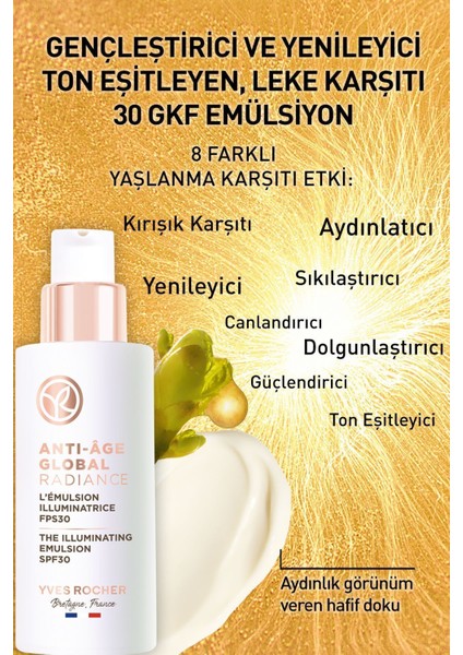 Leke Ve Yaşlanma Karşıtı Bitkisel Kök Hücre Bakımı Anti-age Global Radiance- Vitamin E - 30 Spf Krem