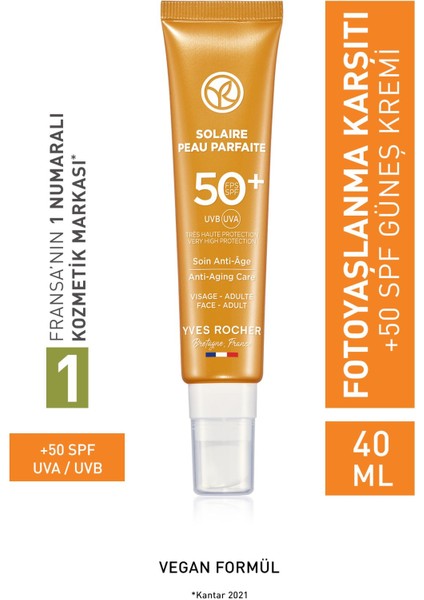 Spf 50 Yüksek Korumalı Yaşlanma Ve Leke Karşıtı Yüz Güneş Kremi/solaire Peau Parfaite-40 ml