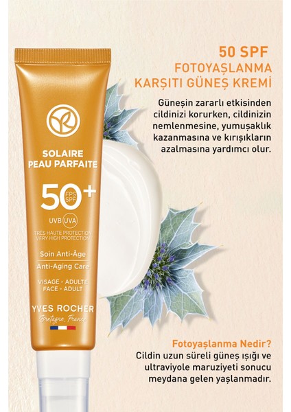 Spf 50 Yüksek Korumalı Yaşlanma Ve Leke Karşıtı Yüz Güneş Kremi/solaire Peau Parfaite-40 ml