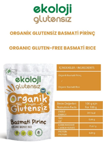 Organik Glutensiz Basmati Pirinç 500 gr 3'lü Paket