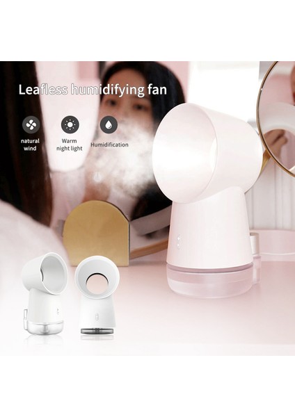 Protable Masaüstü Yapraksız Soğutma Fanı 3 In 1 Mini Soğutma Fanı Bladeless Masaüstü Fan Sis Nemlendirici LED Işık ile (Yurt Dışından)