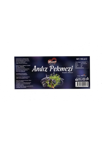 Andız Pekmezi Cam ( Kulplu ) Şişe 700 ml