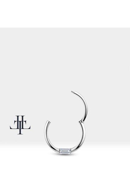 Baget Pırlantalı Halka Piercing, 10-12 mm , 1.2 Mm, 14K Sarı-Beyaz-Kırmızı Altın | LC00016D