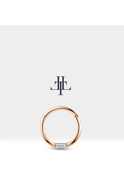 Baget Pırlantalı Halka Piercing, 10-12 mm , 1.2 Mm, 14K Sarı-Beyaz-Kırmızı Altın | LC00016D