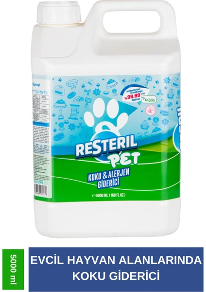 Resteril Hiyen Spreyi Pet 5L Köpek Kedi Koku Giderici Parfümsüz Dezenfektan Yüzey Temizleyici