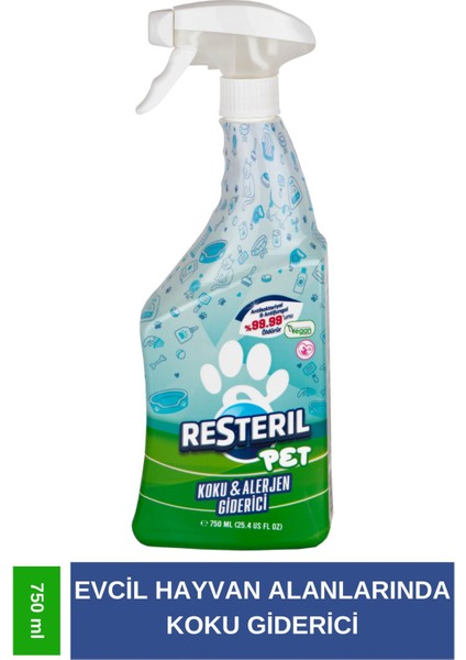 Hijyen Spreyi Pet 750ml Parfümsüz Kedi Koku Giderici Kumu Tuvaleti Mama Kabı