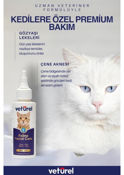 Kedi Yüz Bakım Solüsyonu 100ml Kedi Aknesi Gözyaşı Lekesi Temizleme Kedi Bakımı