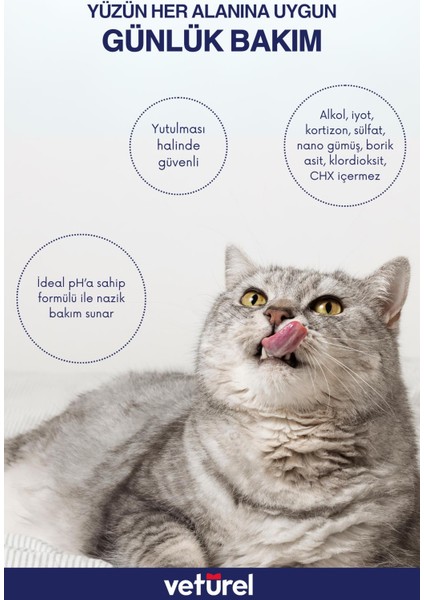 Kedi Yüz Bakım Solüsyonu 100ml Kedi Aknesi Gözyaşı Lekesi Temizleme Kedi Bakımı