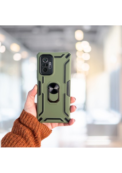 Xiaomi Redmi Note 10 Pro 4g Yüzüklü Standlı Tlp Tank Kılıf (Armor Mılıtary Case)