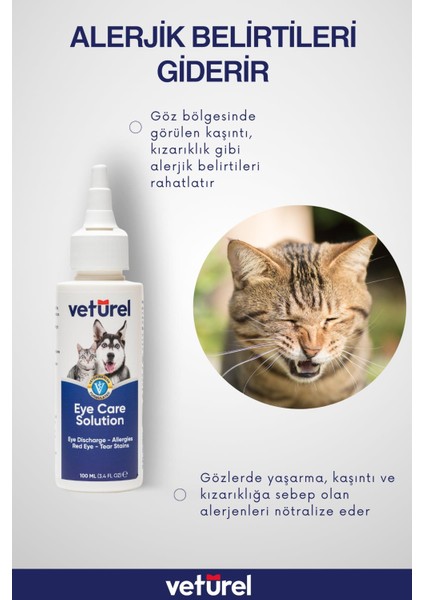 Göz Bakım Solüsyonu 100ml Kedi Göz Temizleme Köpek Gözyaşı Lekesi