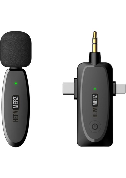 R-32 Kaliteli Çiftli Kablosuz Yaka Mikrofonu 3in1 Iphone Type-C ve 3.5mm Jack