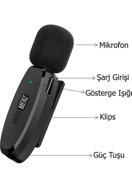 R-32 Kaliteli Çiftli Kablosuz Yaka Mikrofonu 3in1 Iphone Type-C ve 3.5mm Jack