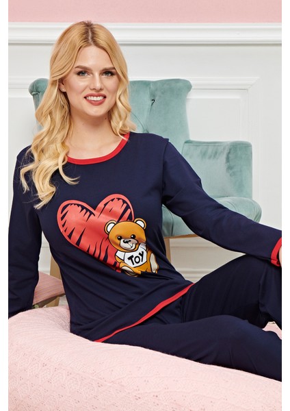 Bayan Uzun Kollu Pijama Takımı Model No 7600
