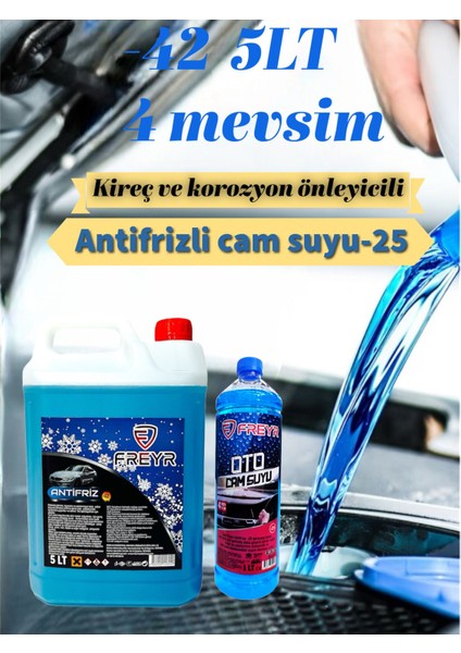 4mevsim Mavi Antifriz -42C° 5lt-4mevsim Antifrizli Oto Cam Suyu -25C° 1lt