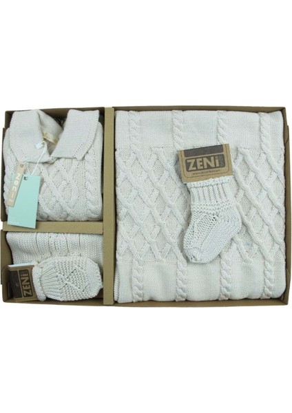 Zeni Triko Bebek 5 Li Tulum Seti Yenidoğan Bebek Takım Kutulu 3034 Krem