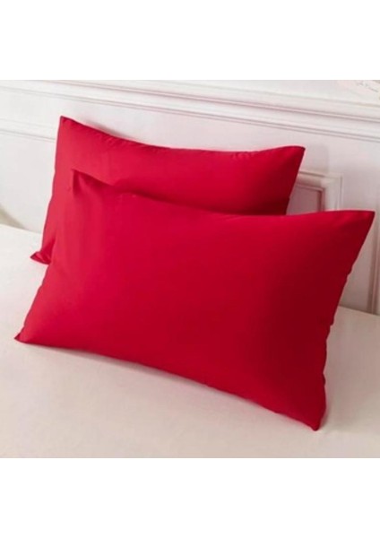 Cotton (Pamuk) 2 Adet 50 x 70 cm Kırmızı Yastık Kılıfı Pillow Case