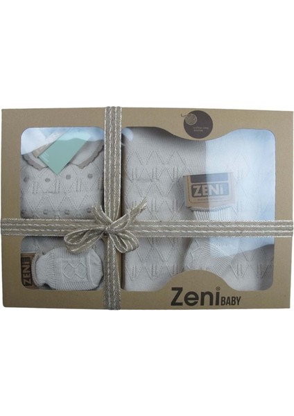Zeni Triko Bebek 5 Li Tulum Seti Yenidoğan Bebek Takım Kutulu 3010 Krem