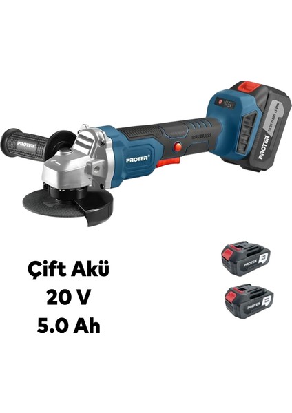 Çift Akülü Devir Ayarlı Şarjlı Avuç Taşlama Spiral Makinesi Proter PST905 115 mm 8500 Rpm 5.0 Ah