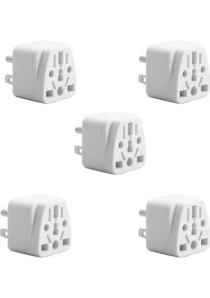 5x Us Trav Plug Adapter Eu/uk/au/ın/cn/jp/asia/ıtaly/brazil To Usa (Type B), 3 Usa Plug, Charger Converter White (Yurt Dışından)