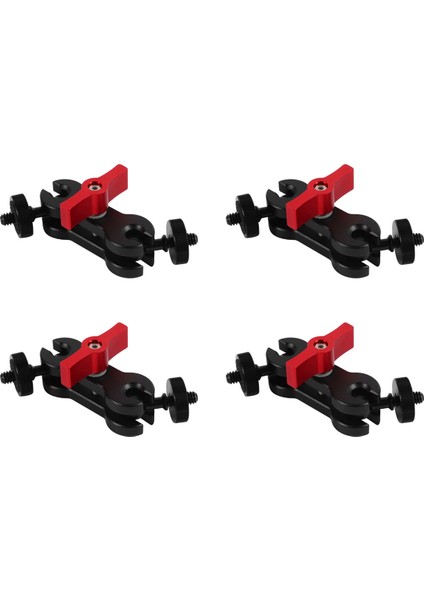 4x Çift Bilyalı Kafa Sıcak Ayakkabı 1/4 Inç Tripod Kol Montaj Adaptörü Dslr Kamera Aksesuarı Monitör LED Işık Kırmızı (Yurt Dışından)