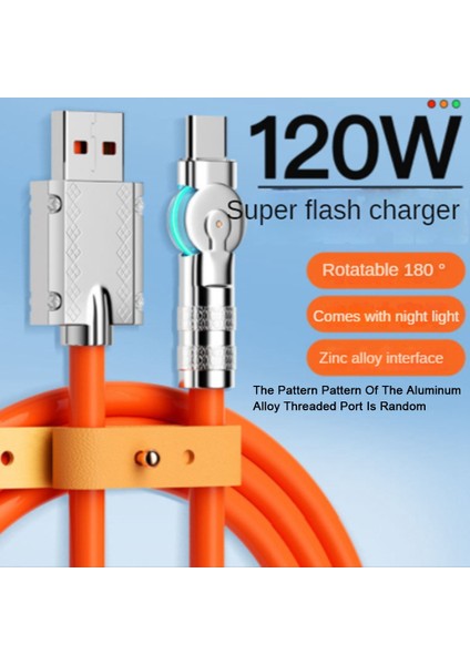 120W 6A Süper Hızlı Şarj C Tipi Sıvı Silikon Kablo Akıllı Tefon Için Hızlı USB Kablosu Pix Kalın Veri Hattı, Turuncu 1.5m (Yurt Dışından)