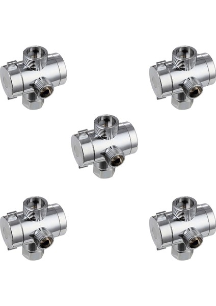 5x Abs Chrome 3 Way Diverter Hose Fitting T Shape Adapter Connector For Angle Valve Hose Bath Shower Arm Toilet (Yurt Dışından)