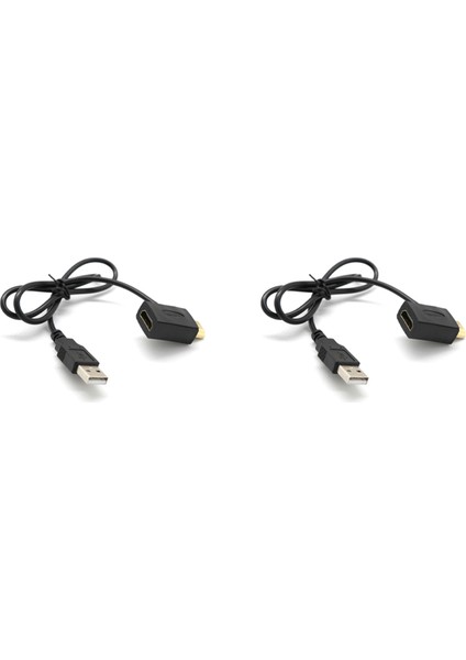 2x Erkek - Dişi Konnektör + USB 2.0 Şarj Kablosu Ayırıcı Adaptör Genişletici (Yurt Dışından)