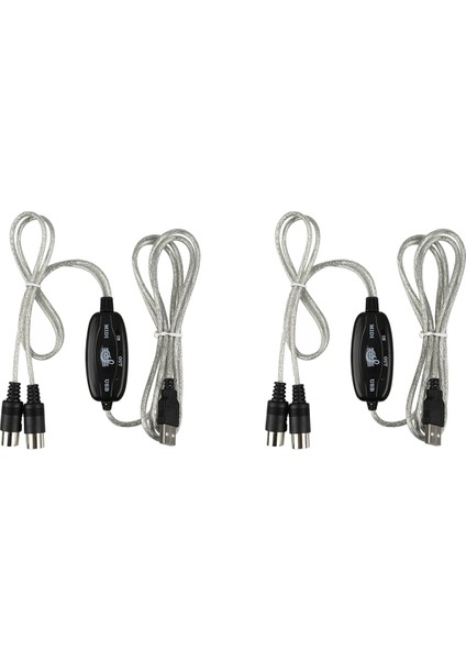 2x Mıdı - USB Kablosu Dönüştürücü Konektörü Pc - Ev Müzik Stüdyosu Için Synthesizer Müzik Klavye Adaptörü (Yurt Dışından)