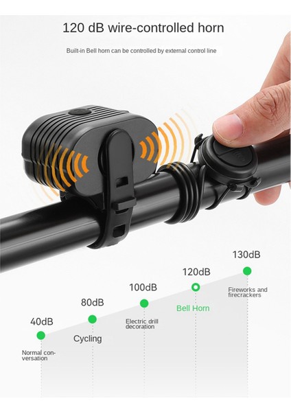 Bicycle Light, High And Low Beam Dual Lamp Beads, Two-In-One Horn Light, Rechargeable Headlight, Multi-Function Light (Yurt Dışından)