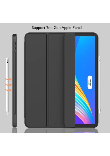 Apple Ipad Pro 4. Nesil M2 2022 11 Inç Tablet Uyumlu Kılıf Uyku Modlu Kalem Bölmeli Silikon Koruyucu
