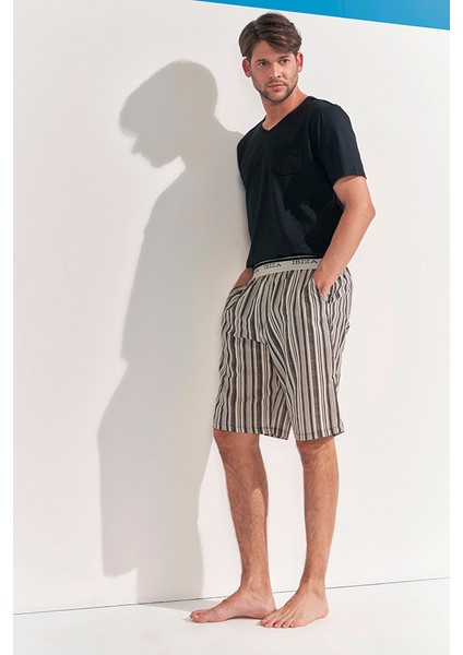 Dokuma Modal Kumaş Kısa Kol Şort Pijama Takım