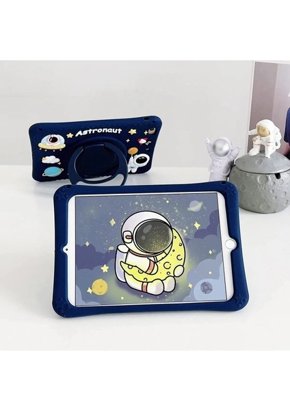 Samsung Galaxy Tab A7 Lite T220 T225 T227 Uyumlu Astronot Kılıf Standlı Eğlenceli Koruma
