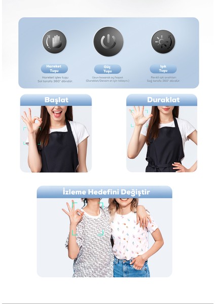 Gimbal Tripod Akıllı Yüz Tanıma Özellikli Lenyes LPH104 360 Derece Dönebilen Siyah