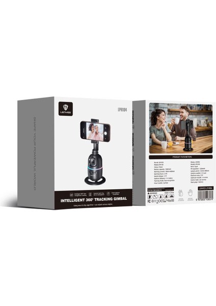 Gimbal Tripod Akıllı Yüz Tanıma Özellikli Lenyes LPH104 360 Derece Dönebilen Siyah
