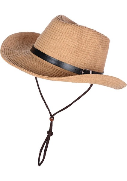 Katlanabilir Hasır Güneş Şı Vizörlü Geniş Kenarlı Panama Fedora Ş - - , 56-59CM (Yurt Dışından)