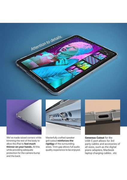 Apple Ipad Air 6 11 Inç 2024 M2 Çip Uyumlu Kılıf Süper Silikon Koruyucu Esnek Tam Uyumlu Kılıf