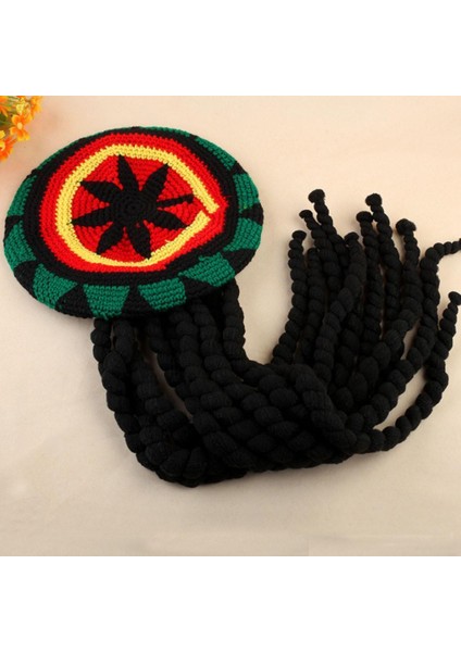 Reggae Dreadlocks Jamaikalı Örgü Şapka Örgü Rasta Saç Şapka (Yurt Dışından)