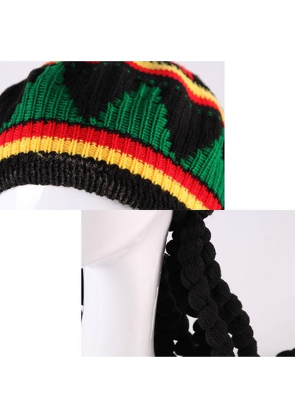 Reggae Dreadlocks Jamaikalı Örgü Şapka Örgü Rasta Saç Şapka (Yurt Dışından)