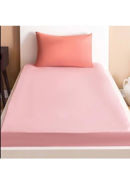 Cotton (Pamuk) 100 x 200+30 cm Pembe Fitted (Lastikli) Tek Kişilik Çarşaf Bed Sheett