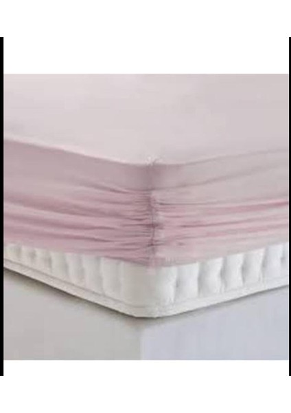 Cotton (Pamuk) 100 x 200+30 cm Pembe Fitted (Lastikli) Tek Kişilik Çarşaf Bed Sheett