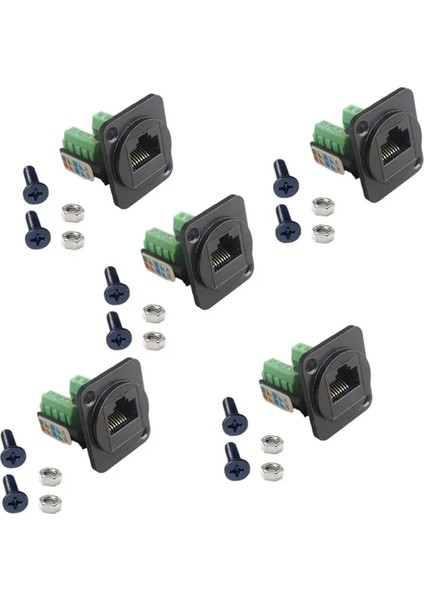 5 RJ45 Cat.5e Kablolama Terminalleri Sabitleme Somunlu Ağ Bilgisayar Modülleri (Siyah) (Yurt Dışından)