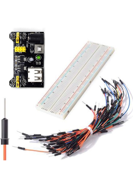 3.3V/5V MB102 Breadboard Power Module+Solderless 830POINTS Bread Board +65 Jumper Wires (Yurt Dışından)