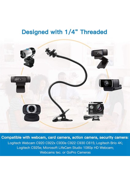 2x Web Kamerası Standı 25 Inç Esnek Masa Montaj Kepçesi Web Kamerası Için Gooseneck Standı C930E,C930,C920, C922X,C922, C925E (Yurt Dışından)