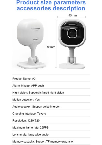 Wifi Security Cameras 1080P Baby Monitors Family Security Protection A3 Infrared Night Camera Smart Home Monitor (Yurt Dışından)