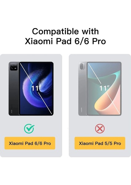 Xiaomi Pad 6 11 Inç 2023 Uyumlu Flip Smart Standlı Uyku Modlu Tablet Kılıfı + Ekran Koruyucu + Kalem