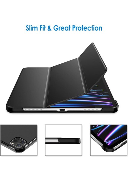 Apple iPad Pro 12.9" Inç 5.nesil/6.nesil 2021/2022 M2 Çip Uyumlu Flip Smart Standlı Akıllı Kılıf
